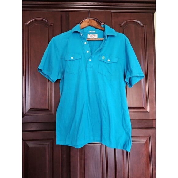 Penguin Brand Polo Shirt Button Up Collared Short Sleeve Pocket Size L - Picture 1 of 6